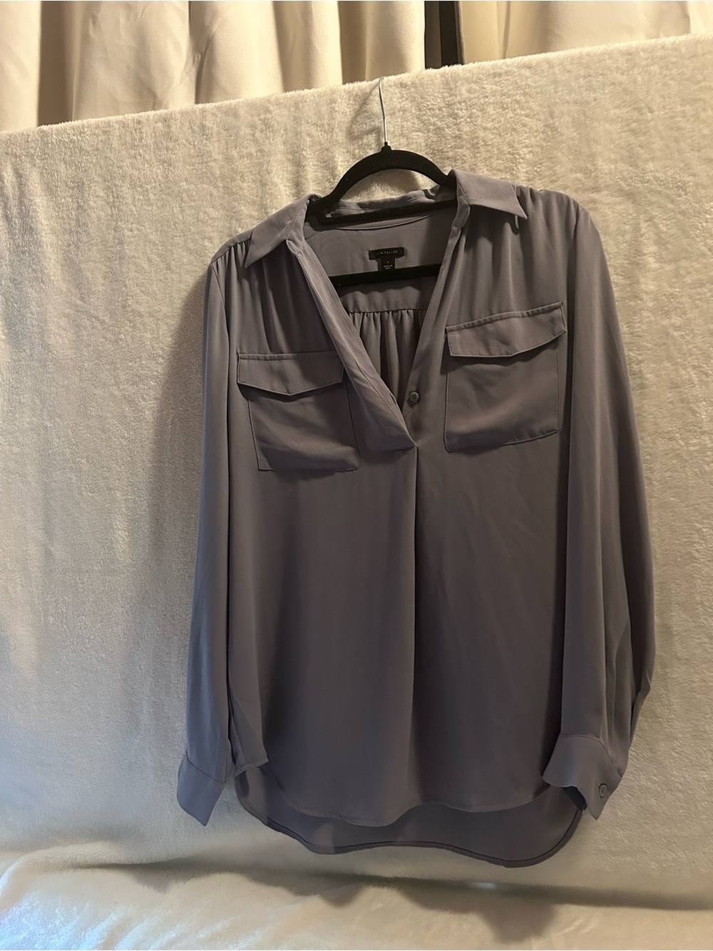 Ann Taylor Lavender Button-Down Utility Blouse
